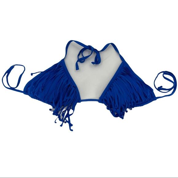 Xhilaration Women's Blue Fringe Two Piece Triangle Bikini Size Large L - Picture 3 of 7
